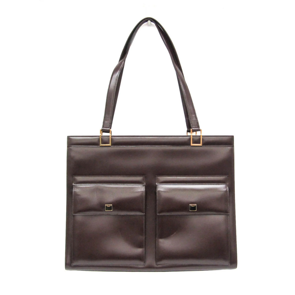 Celine Vintage Front Pocket Tote Women's Leather Shoulder Bag,Tote Bag Brown